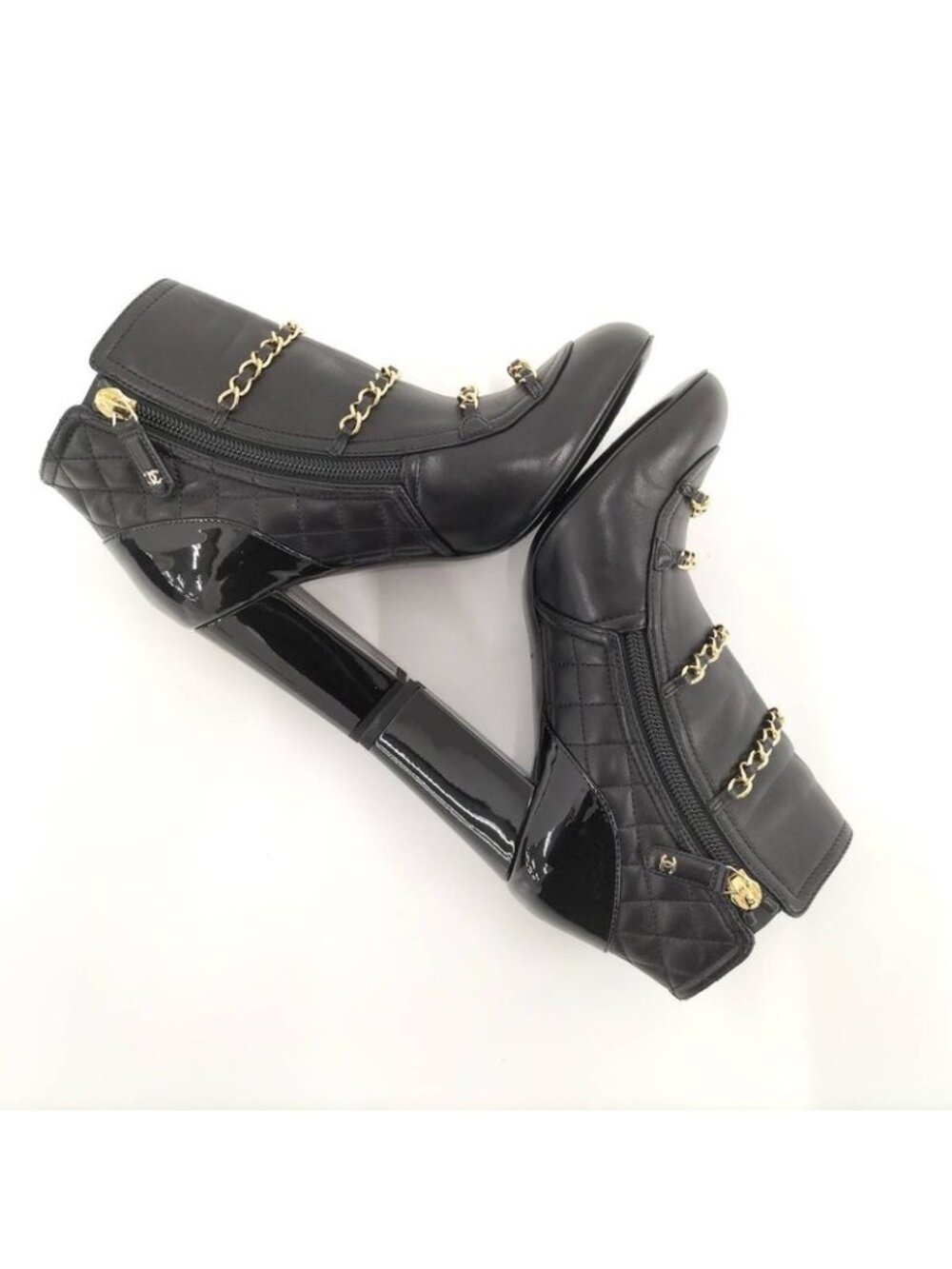 Chanel Chain Ankle Boots Leather Black Size 35 - Picture 5 of 11